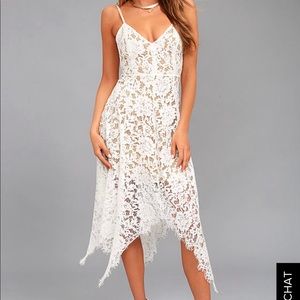Lulus white lace dress - large